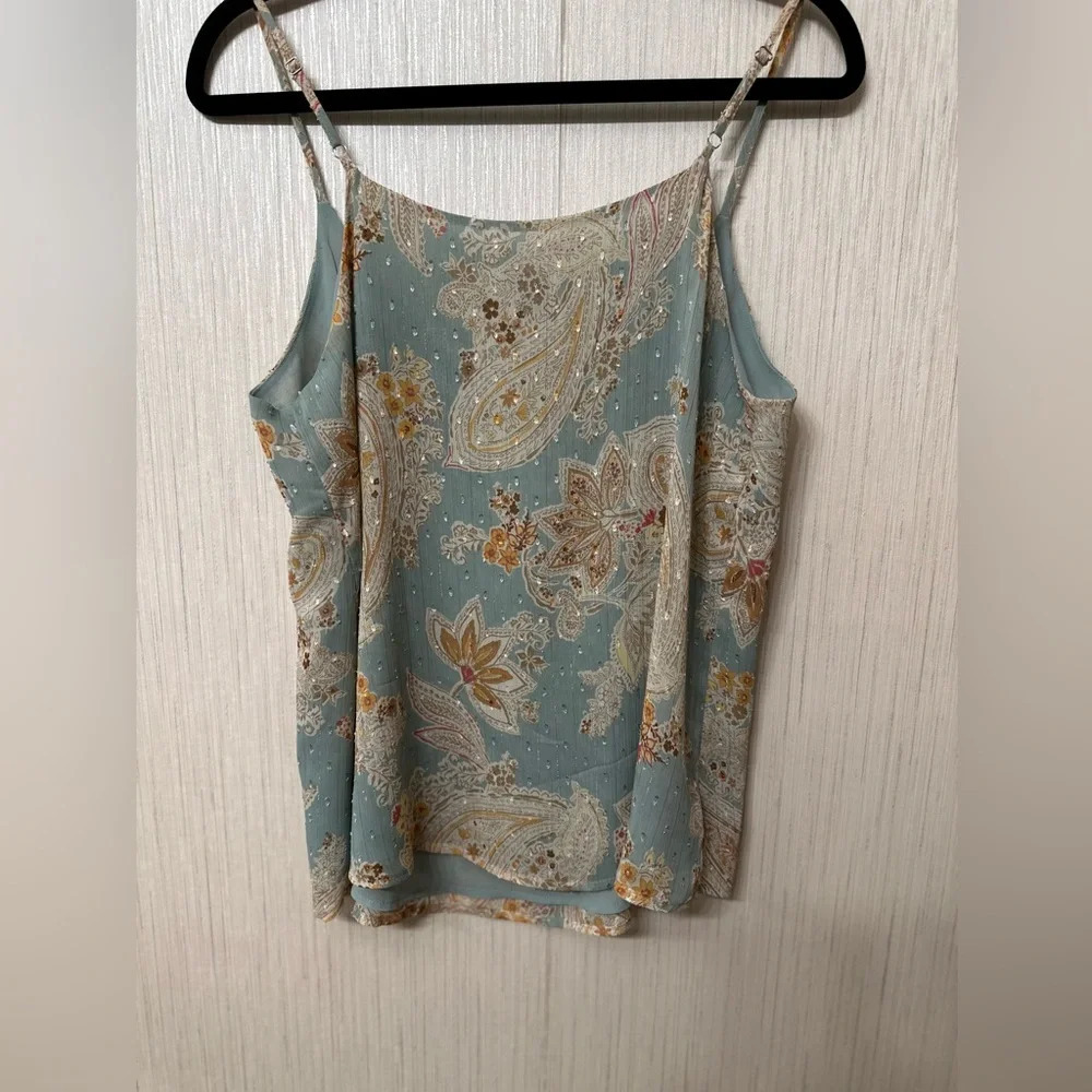 Blue Rain Textured Paisley Print Cami Small - Picture 4 of 6